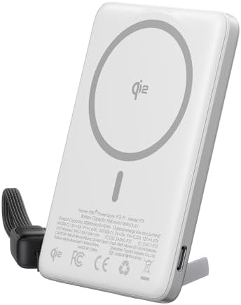 INIU Qi2 Magnetic Power Bank  Markets Slimmest 5000mAh Portable Charger with Foldable Stand for iPhone 16/15/14/13/12 Series