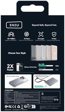 INIU Qi2 Magnetic Power Bank  Markets Slimmest 5000mAh Portable Charger with Foldable Stand for iPhone 16/15/14/13/12 Series