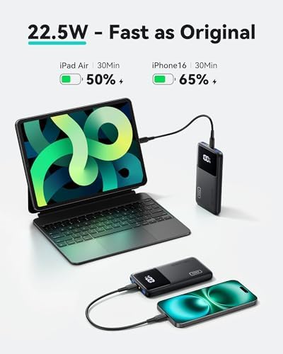 INIU Small Portable Charger  45W PD Fast Charging 10000mAh Power Bank  Battery Pack with Attached USB C Cable  Travel Essentials Powerbank for iPhone 17 16 15 14 Pro Air  Xiaomi  Samsung S25 S24 etc