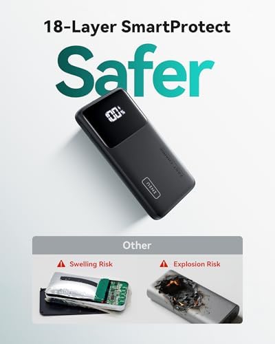 INIU Small Portable Charger  45W PD Fast Charging 10000mAh Power Bank  Battery Pack with Attached USB C Cable  Travel Essentials Powerbank for iPhone 17 16 15 14 Pro Air  Xiaomi  Samsung S25 S24 etc