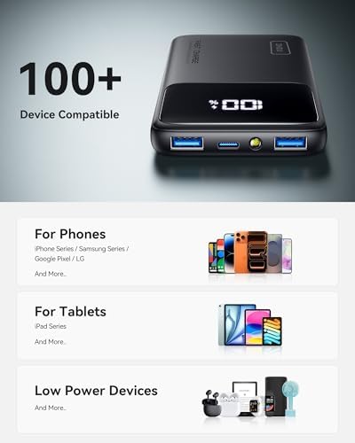 INIU Small Portable Charger  45W PD Fast Charging 10000mAh Power Bank  Battery Pack with Attached USB C Cable  Travel Essentials Powerbank for iPhone 17 16 15 14 Pro Air  Xiaomi  Samsung S25 S24 etc