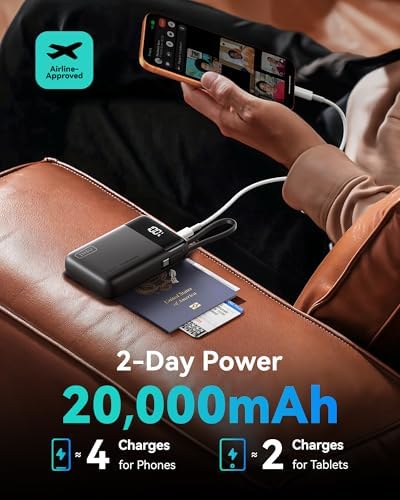 INIU Smallest 45W 20000mAh Power Bank with Built in USB C Cable & Ultra Slim 45W 10000mAh Power Bank Combo