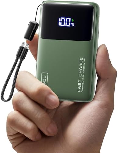 INIU Ultra Compact Portable Charger  10000mAh 45W Fast Charging Power Bank with Detachable USB C Cable & Stand  Flight Safe Travel Battery Pack for iPhone 17 16 15 Pro Max Air  Samsung S26  iPad  etc