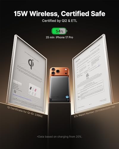 INIU for MagSafe Portable Charger  Slimmest Fast Charging 45W Power Bank 10000mAh with USB C Cable&Stand  Original Qi2 Certified Wireless Magnetic Charger 15W  TSA Travel Basics for iPhone 17 12 Only