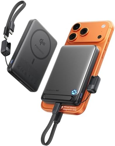 INIU for MagSafe Slimmest Portable Charger  Original Qi2 Certified Wireless Fast Charging  10000mAh 45W Power Bank with USB C Cable & Stand  Flight Safe Magnetic Battery Pack for iPhone 17 12 Series
