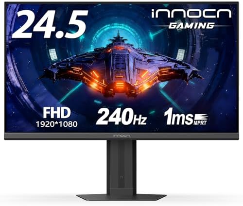 INNOCN 24 5 Monitor 1920 x 1080p 240Hz 1ms Gaming PC Computer IPS Display HDR400 HDMI  DisplayPort  Height/Pivot Adjustable Stand  Mountable  Black   25G2H Plus