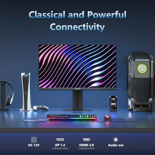 INNOCN 24 5 Monitor 1920 x 1080p 240Hz 1ms Gaming PC Computer IPS Display HDR400 HDMI  DisplayPort  Height/Pivot Adjustable Stand  Mountable  Black   25G2H Plus