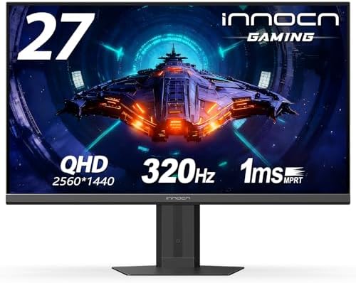 INNOCN 27 Gaming Monitor 2K QHD 2560 x 1440P 240Hz 320Hz 1ms IPS PC Computer Display  HDMI 2 1  DP 1 4  HDR 400  Eyes Care  Height/Pivot Adjustable  VESA Mountable  27G2T