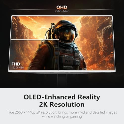INNOCN 27" QD-OLED 2K QHD 2560 x 1440P 280Hz 240Hz PC Monitor de consola de juegos, compatible con G-Sync, 0.03ms, HDR400, 10Bits, HDMI 2.1, DisplayPort, altavoz, soporte ajustable - GA27S1Q