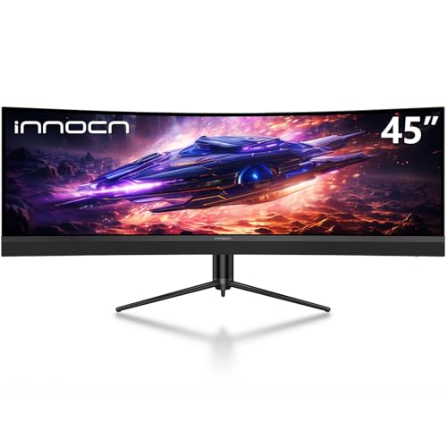INNOCN 45C1R 45 Inch 5120 x 1440p Ultrawide Curved Gaming Monitor  R1500  HDR400  USB Type C 90W Power Delivery  PIP/PBP  Built in Speaker  Height Adjustable  Black