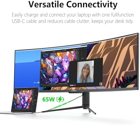 INNOCN 49 240Hz Curved Monitor Ultrawide Gaming QHD 5120 x 1440P Computer Monitor  R1800  99  sRGB  HDR400  USB Type C  DisplayPort  HDMI  Built in Speakers  Height/Tilt Adjustable   49C1S