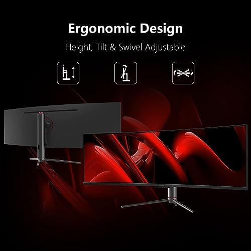INNOCN Monitor curvo de 49 pulgadas para juegos ultra ancho 5K2K 120Hz 32:9 QHD 5120 x 1440P, R1800, 99% sRGB, HDR400, USB tipo C, DisplayPort, HDMI, altavoces incorporados, altura/inclinación