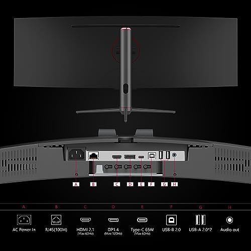 INNOCN Monitor curvo de 49 pulgadas para juegos ultra ancho 5K2K 120Hz 32:9 QHD 5120 x 1440P, R1800, 99% sRGB, HDR400, USB tipo C, DisplayPort, HDMI, altavoces incorporados, altura/inclinación