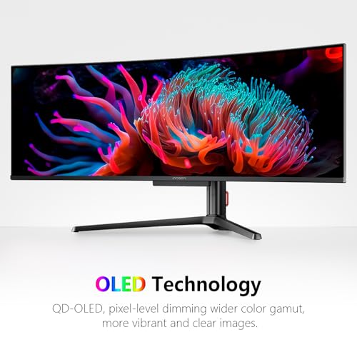 INNOCN 49 OLED Ultrawide Curved Gaming Monitor 5120 x 1440p 144Hz  0 03ms  USB Type C 90W  HDMI 2 1  DisplayPort  USB Hub  Speakers  Adaptive Sync  Adjustable Stand  Black