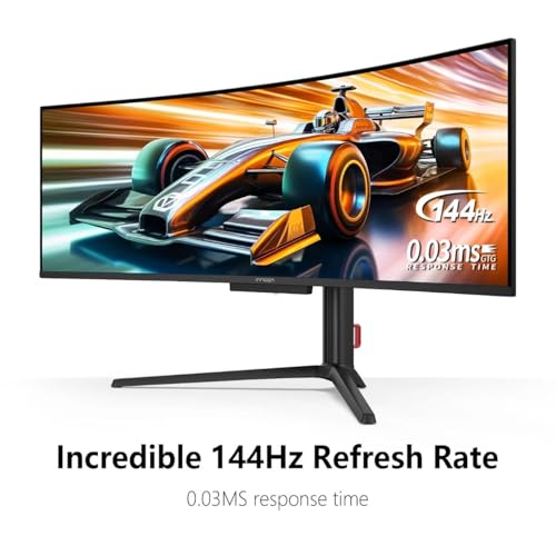 INNOCN 49 OLED Ultrawide Curved Gaming Monitor 5120 x 1440p 144Hz  0 03ms  USB Type C 90W  HDMI 2 1  DisplayPort  USB Hub  Speakers  Adaptive Sync  Adjustable Stand  Black