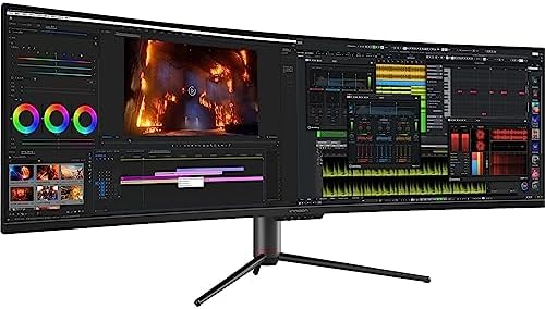 INNOCN 49 OLED Ultrawide Curved Gaming Monitor 5120 x 1440p 144Hz  0 03ms  USB Type C 90W  HDMI 2 1  DisplayPort  USB Hub  Speakers  Adaptive Sync  Adjustable Stand  Black