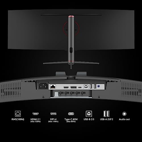INNOCN 49 OLED Ultrawide Curved Gaming Monitor 5120 x 1440p 144Hz  0 03ms  USB Type C 90W  HDMI 2 1  DisplayPort  USB Hub  Speakers  Adaptive Sync  Adjustable Stand  Black