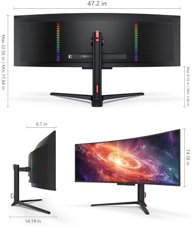 INNOCN 49 OLED Ultrawide Curved Gaming Monitor 5120 x 1440p 144Hz  0 03ms  USB Type C 90W  HDMI 2 1  DisplayPort  USB Hub  Speakers  Adaptive Sync  Adjustable Stand  Black
