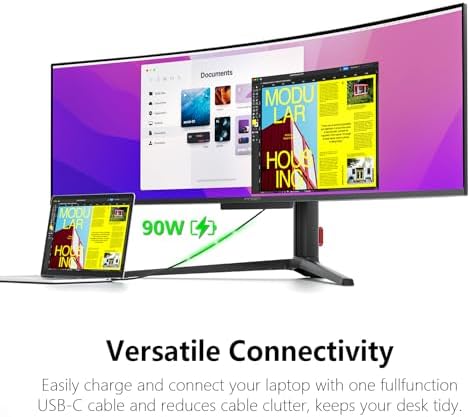 INNOCN 49 OLED Ultrawide Curved Gaming Monitor 5120 x 1440p 144Hz  0 03ms  USB Type C 90W  HDMI 2 1  DisplayPort  USB Hub  Speakers  Adaptive Sync  Adjustable Stand  Black