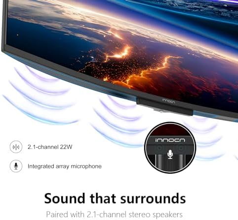 INNOCN 49 OLED Ultrawide Curved Gaming Monitor 5120 x 1440p 144Hz  0 03ms  USB Type C 90W  HDMI 2 1  DisplayPort  USB Hub  Speakers  Adaptive Sync  Adjustable Stand  Black