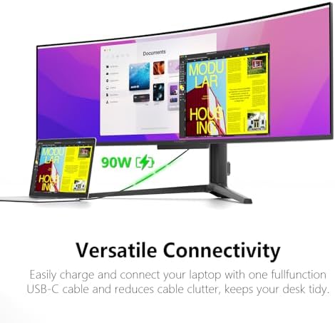 INNOCN Monitor curvo OLED ultraancho de 49" 5K2K 5120 x 1440p 144Hz, 0.03ms, monitor de computadora AI PC, USB tipo C 90W, HDMI 2.1, DisplayPort, Hub USB, altavoces, sincronización adaptativa, soporte ajustable, negro