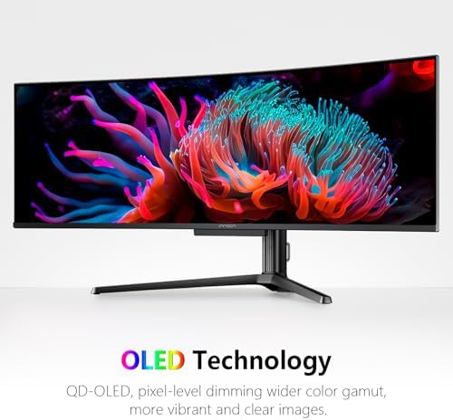 INNOCN 49 OLED Ultrawide Curved Monitor 5K2K 5120 x 1440p 144Hz  0 03ms  Computer Monitor for AI PC  USB Type C 90W  HDMI 2 1  DisplayPort  USB Hub  Speakers  Adaptive Sync  Adjustable Stand  Black