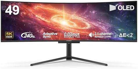 INNOCN 49 OLED Ultrawide Curved Monitor 5K2K 5120 x 1440p 144Hz  0 03ms  Computer Monitor for AI PC  USB Type C 90W  HDMI 2 1  DisplayPort  USB Hub  Speakers  Adaptive Sync  Adjustable Stand  Black