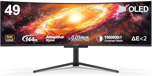INNOCN 49 OLED Ultrawide Curved Monitor 5K2K 5120 x 1440p 144Hz  0 03ms  Computer Monitor for AI PC  USB Type C 90W  HDMI 2 1  DisplayPort  USB Hub  Speakers  Adaptive Sync  Adjustable Stand  Black