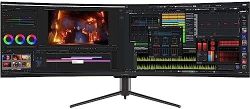 INNOCN 49 OLED Ultrawide Curved Monitor 5K2K 5120 x 1440p 144Hz  0 03ms  Computer Monitor for AI PC  USB Type C 90W  HDMI 2 1  DisplayPort  USB Hub  Speakers  Adaptive Sync  Adjustable Stand  Black
