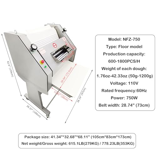 INTSUPERMAI French Baguette Making Machine Commercial Toast Bagueet Bread Making Machine 1 76oz 42 33oz French Bread Dough Roller Forming Machine Bahuette Bread Making Machine 110V
