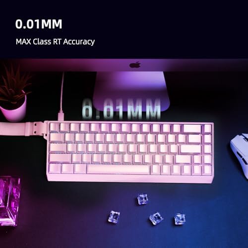 IROK MU68 Ultra Rapid Trigger Magnetic Switch Keyboard  Zero Dead Zone  Hot Swapped RGB Programmable  RT 0 01mm 8K  Low Latency Wired Gaming Keyboard for Win/Mac Gamer Pink