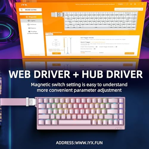 IROK MU68 Ultra Rapid Trigger Magnetic Switch Keyboard  Zero Dead Zone  Hot Swapped RGB Programmable  RT 0 01mm 8K  Low Latency Wired Gaming Keyboard for Win/Mac Gamer Pink