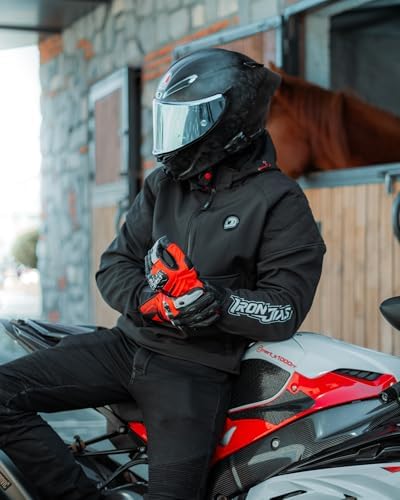 Talla L, IRON JIAS Motorcycle Jacket  CE Certified  3 in 1 Winter Windproof Riding Hoodie for Cold Weather with Removable Warm Liner L