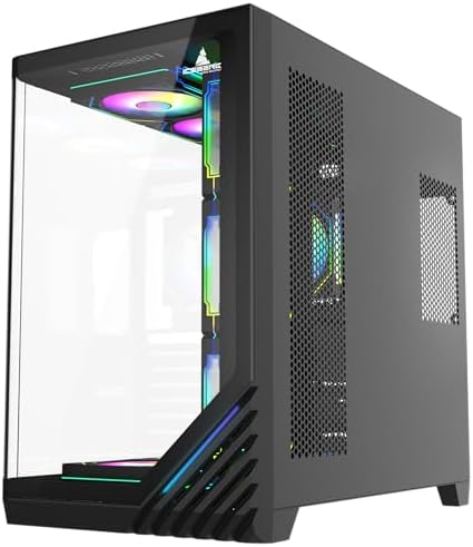 Iceberg Crystal Wave L ATX Tower Gaming PC Case Full View Panoramic Curved Tempered Glass Includes Seven  7  aRGB Fans  Negro 