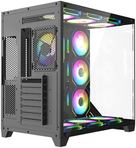 Iceberg Crystal Wave L ATX Tower Gaming PC Case Full View Panoramic Curved Tempered Glass Includes Seven  7  aRGB Fans  Negro 