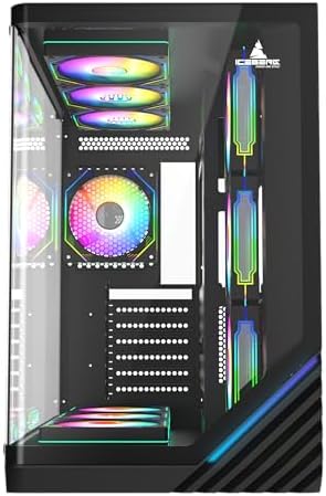 Iceberg Crystal Wave L ATX Tower Gaming PC Case Full View Panoramic Curved Tempered Glass Includes Seven  7  aRGB Fans  Negro 