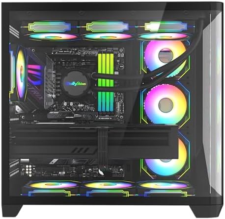 Iceberg Crystal Wave L ATX Tower Gaming PC Case Full View Panoramic Curved Tempered Glass Includes Seven  7  aRGB Fans  Negro 