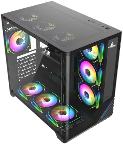 Iceberg Crystal Wave L ATX Tower Gaming PC Case Full View Panoramic Curved Tempered Glass Includes Seven  7  aRGB Fans  Negro 