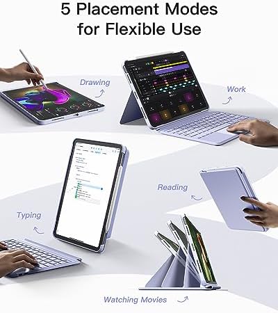 Inateck for iPad Pro 11 inch 1st/2nd/3rd/4th Generation   Air 11 M3/M2  Air 6 M3/M2 / 5/4 10 9 inch  2022/2020   Detachable iPad Keyboard Case with 7 Color Backlight and Touchpad  KB04111 Purple