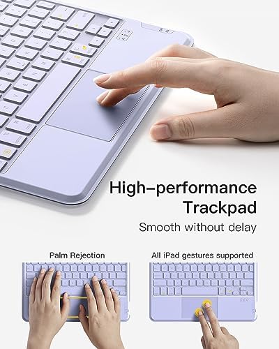 Inateck for iPad Pro 11 inch 1st/2nd/3rd/4th Generation   Air 11 M3/M2  Air 6 M3/M2 / 5/4 10 9 inch  2022/2020   Detachable iPad Keyboard Case with 7 Color Backlight and Touchpad  KB04111 Purple