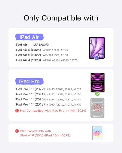 Inateck for iPad Pro 11 inch 1st/2nd/3rd/4th Generation   Air 11 M4/M3/M2  Air 5/4 10 9 inch  2022/2020   Detachable iPad Keyboard Case with 7 Color Backlight and Touchpad  KB04111 Gray