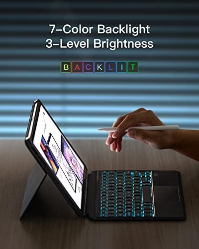 Inateck for iPad Pro 11 inch 1st/2nd/3rd/4th Generation   Air 11 M4/M3/M2  Air 5/4 10 9 inch  2022/2020   Detachable iPad Keyboard Case with 7 Color Backlight and Touchpad  KB04111 Gray
