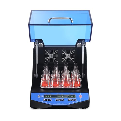 Incubadora de coctelera, agitador térmico, temperatura rango de control R.T.+5 ~ 140.0 °F, Sacudiendo la órbita de carrera 0.787 in rotación del círculo, velocidad 50 ~ 300 rpm, Erlenmeyer, coctelera