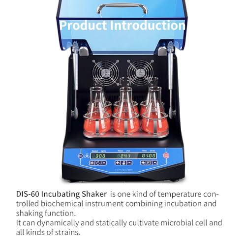 Incubadora de coctelera, agitador térmico, temperatura rango de control R.T.+5 ~ 140.0 °F, Sacudiendo la órbita de carrera 0.787 in rotación del círculo, velocidad 50 ~ 300 rpm, Erlenmeyer, coctelera