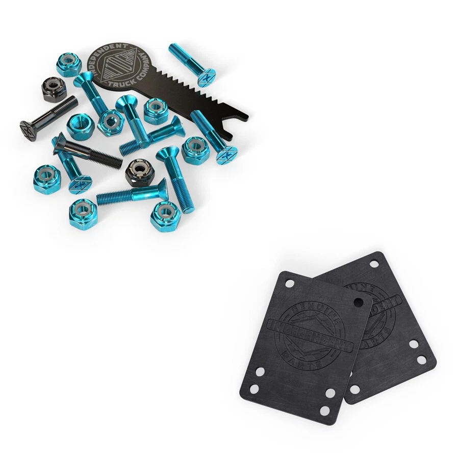 Independent Skateboard Hardware 1" Phillips Blue/Black   1/8" Indy Shock Pads
