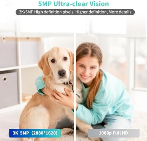 Indoor Camera  3K HD Indoor Security Camera  360  Pan/Tilt Pet Camera  2 Way Audio  Siren  Night Vision  Baby/Pet Monitor with Phone App 2 4G and 5G WiFi  Compatible Alexa and Google Assistant