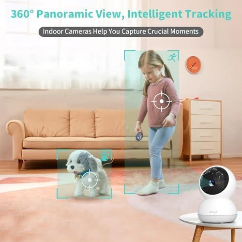 Indoor Camera  3K HD Indoor Security Camera  360  Pan/Tilt Pet Camera  2 Way Audio  Siren  Night Vision  Baby/Pet Monitor with Phone App 2 4G and 5G WiFi  Compatible Alexa and Google Assistant