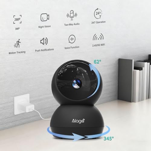 Indoor Camera  3K HD Indoor Security Camera  360  Pan/Tilt Pet Camera  2 Way Audio  Siren  Night Vision  Baby/Pet Monitor with Phone App 2 4G and 5G WiFi  Compatible Alexa and Google Assistant