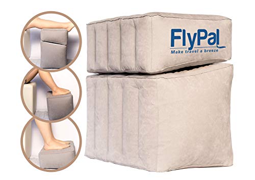 Flypal Almohada inflable para descanso de pies para viajes, diseño patentado 2 en 1, cojín reposapiés inflable para el hogar, la oficina. Esencial para viajes en avión y cama de avión para niños