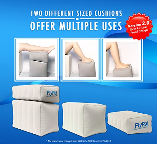Flypal Almohada inflable para descanso de pies para viajes, diseño patentado 2 en 1, cojín reposapiés inflable para el hogar, la oficina. Esencial para viajes en avión y cama de avión para niños